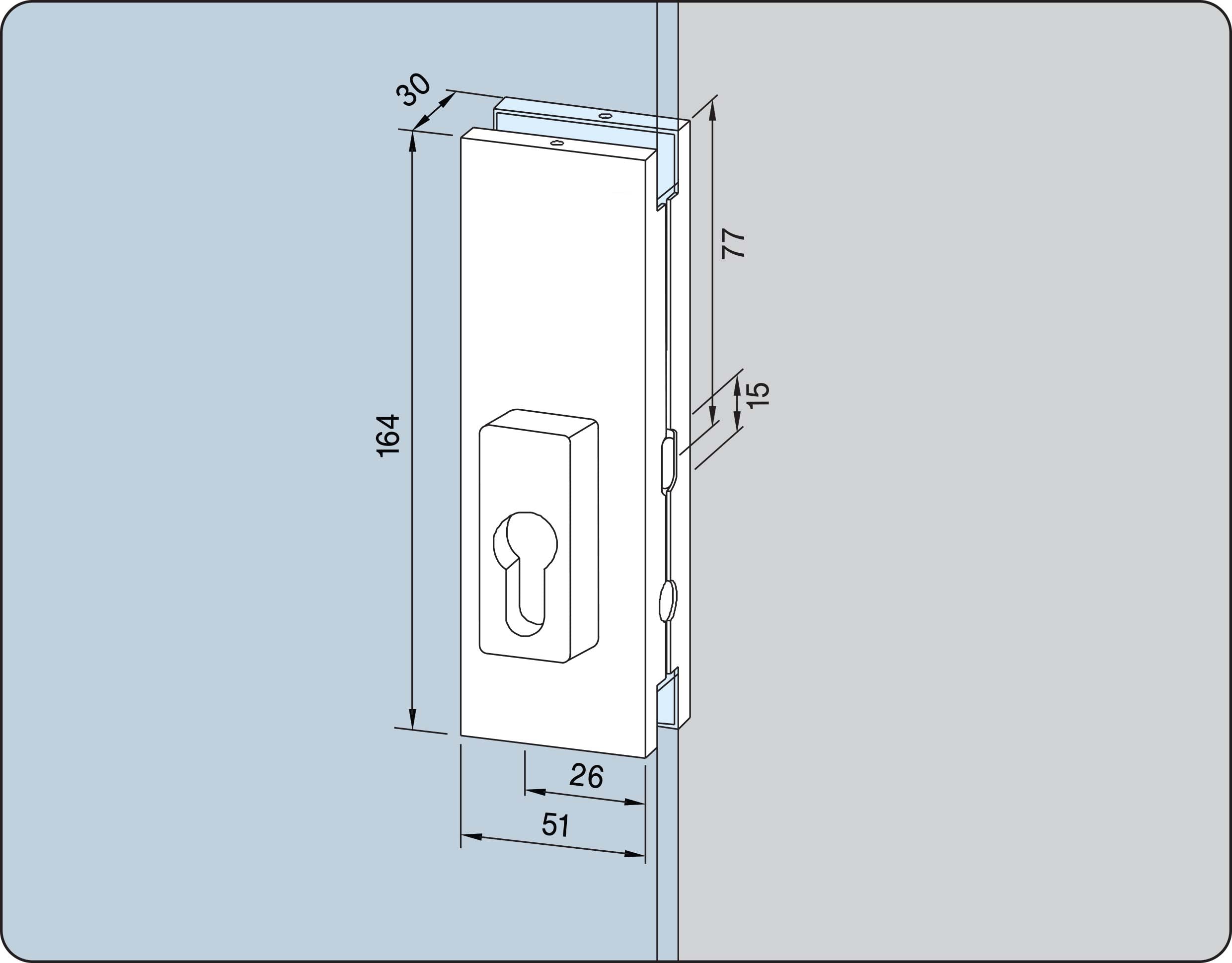 dormakaba US20 Lock Patch Fitting for Glass Doors