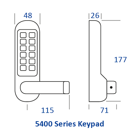 Borg BL5402 – Medium/heavy duty, flat bar handle keypad with 28mm backset ali latch, flat bar inside handle & free passage mode