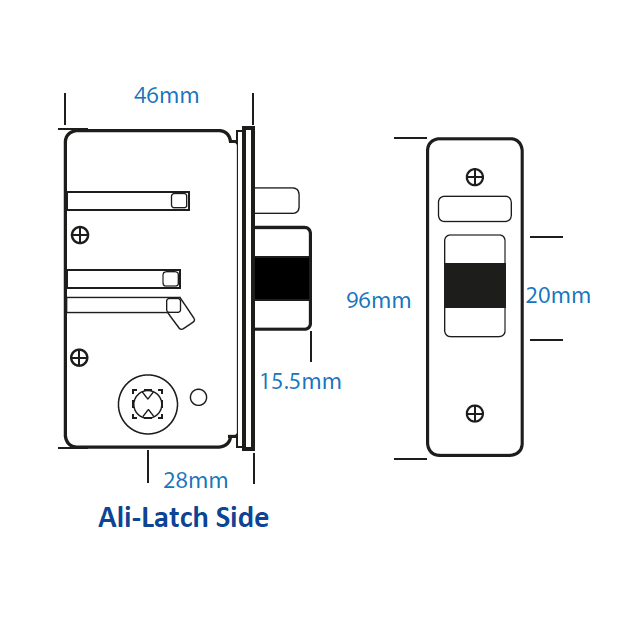 Borg BL5402 – Medium/heavy duty, flat bar handle keypad with 28mm backset ali latch, flat bar inside handle & free passage mode