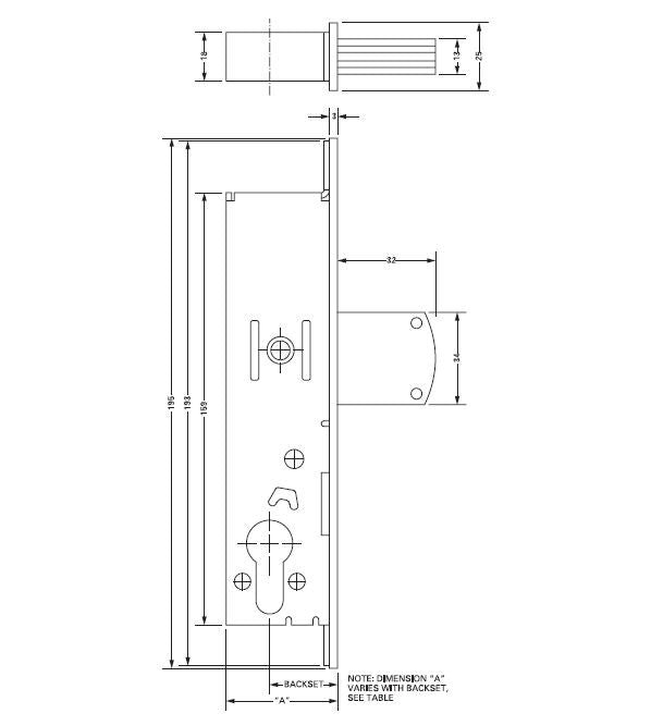 Adams Rite 2200 Bar Bolt Euro Case for Aluminium Doors