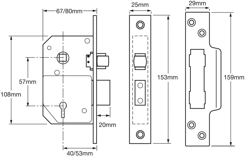 Chubb Union 3K74 Mortice Sash Lock 5 Lever