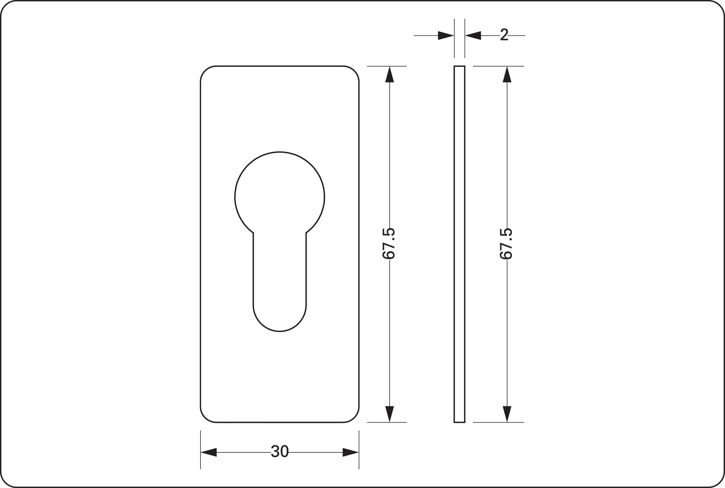 Euro Profile Escutcheon in Satin Anodised Aluminium.