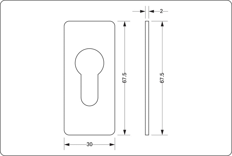Euro Profile Escutcheon in Satin Anodised Aluminium.