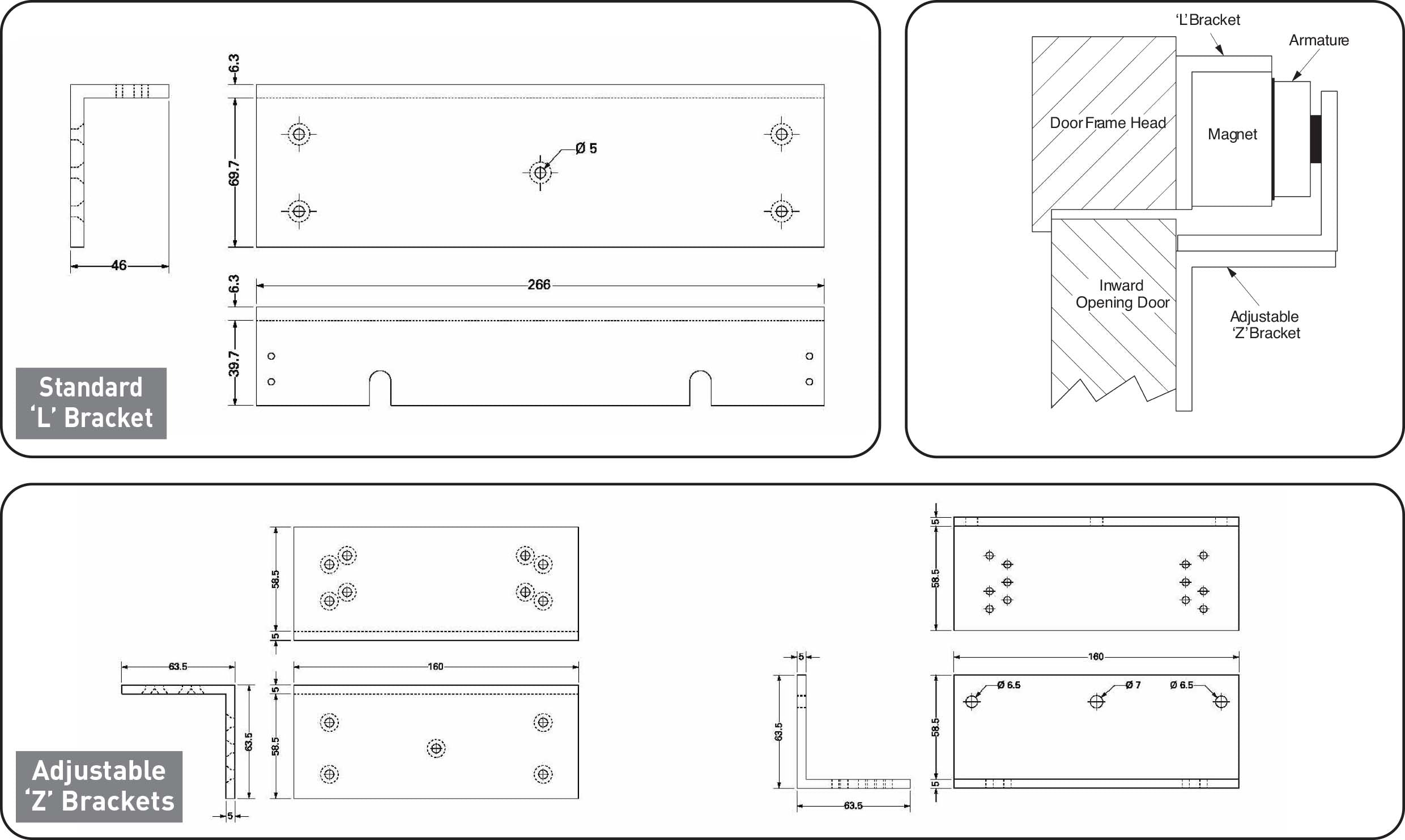 281 Series Adjustable Magnet Brackets