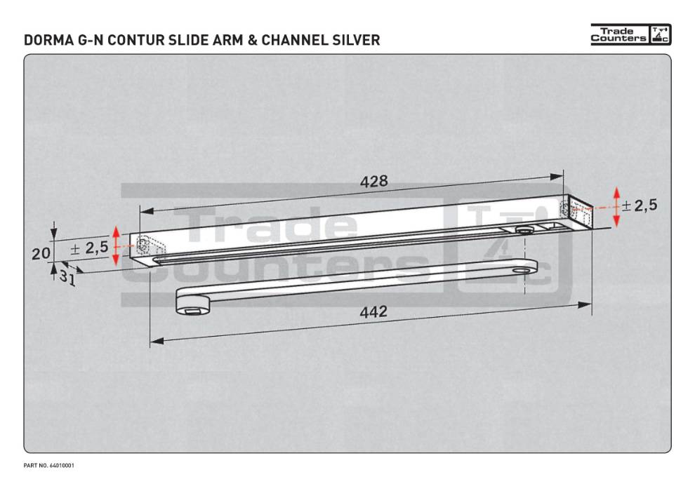 dormakaba G-N/G-EMF Slide Arm & Channel & Angle Brackets